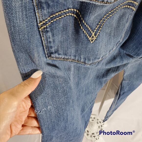 Levi's Distressed Blue Straight Leg Jeans - Picture 5 of 9